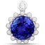 Pendentif en tanzanite véritable de 14,36 carats et diamants blancs en or blanc 18K