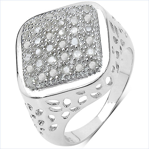 0.54 Carat Genuine White Diamond Sterling Silver Engagement Ring