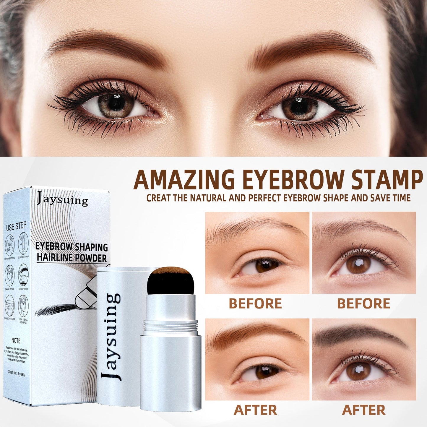 Jaysuing Eyebrow Printing Set Eyebrow Powder Hairline Retouching Eyebrow Shape Portable Hairline Eyebrow Repair Shadow Powder - Korvel