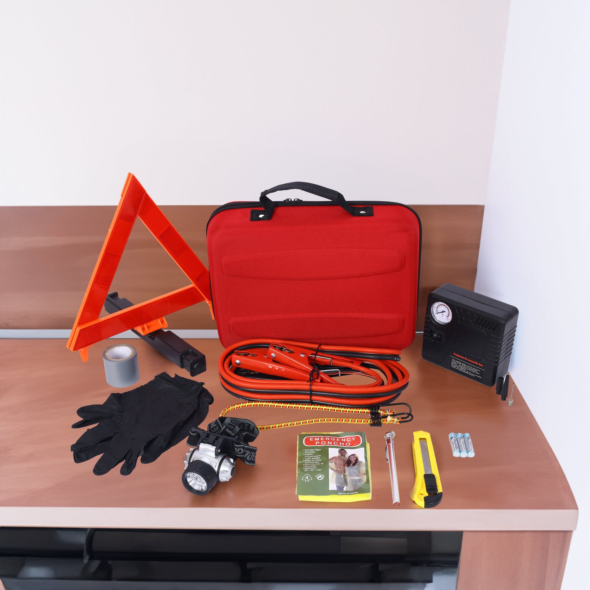 Auto Safety Emergency Kit, Emergency Car Kit with Portable Air Compressor - Korvel