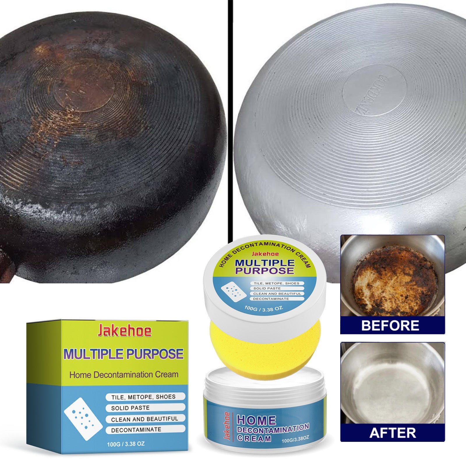 Multiple Purpose Home Decontamination Cream, Kitchen Stove Hood Heavy Oil Stain Scale Cleaning Cream - Korvel