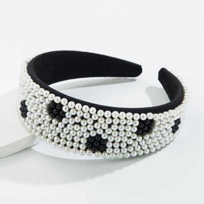 New Fashion Full Pearl Wide Edge Shampoo Headband Pressed Hair Ornament - Korvel