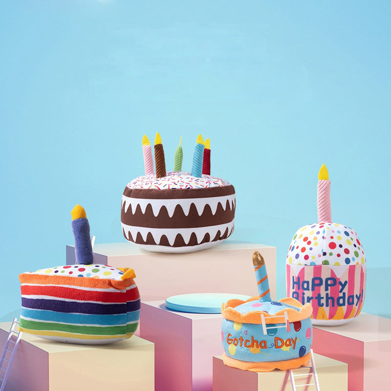 Pet Toy Birthday Cake Celebration Play Doll for Dogs with Sound and Chew Function Small Cake - Korvel