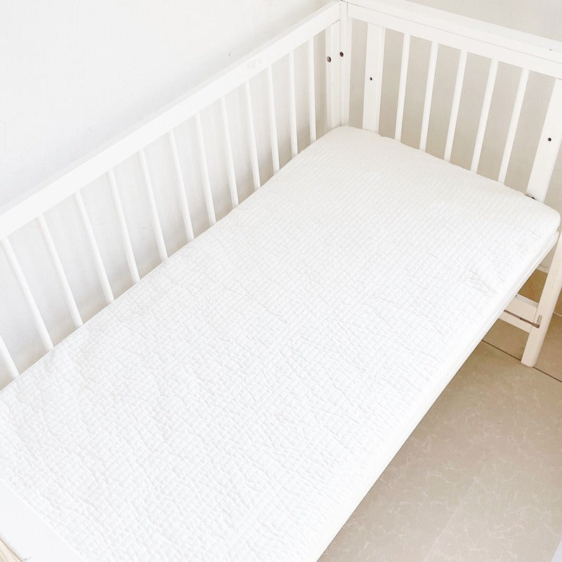 Baby fitted sheet pure cotton plus cotton sheets ins Japanese and Korean style quilted embroidered newborn sheets autumn and winter children's mattress - Korvel