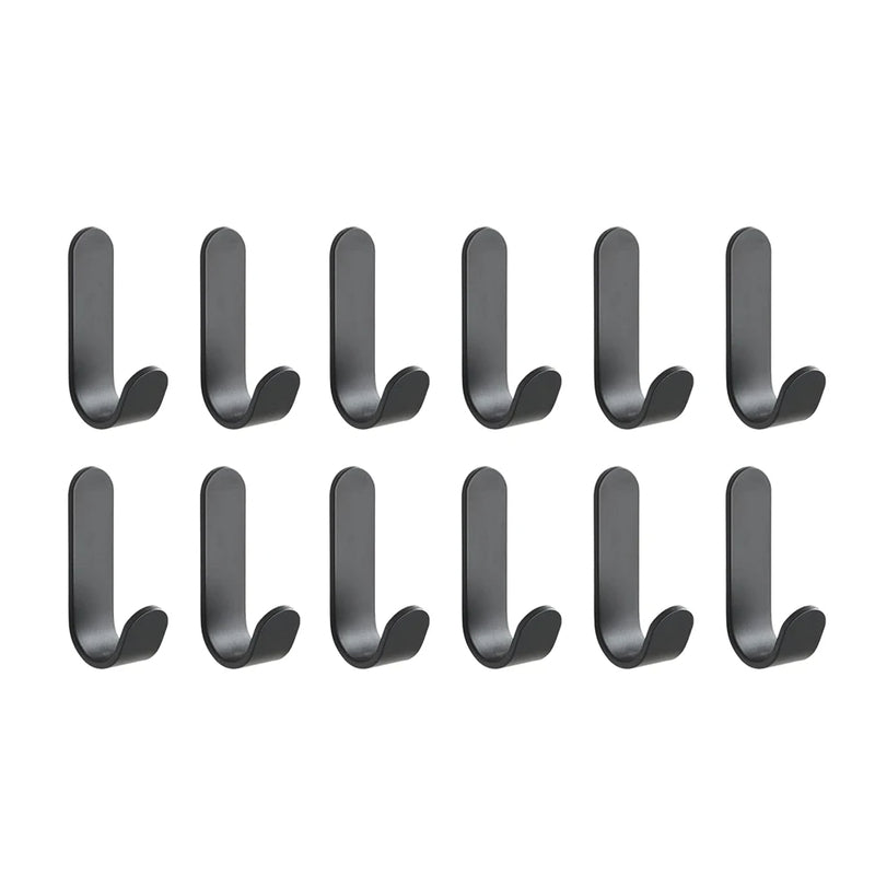 12Pcs Self Adhesive Hooks Heavy Duty Stainless Steel Wall Hooks Waterproof Sticky Hooks Bathroom Hang Towels Keys Coat Bags - Korvel