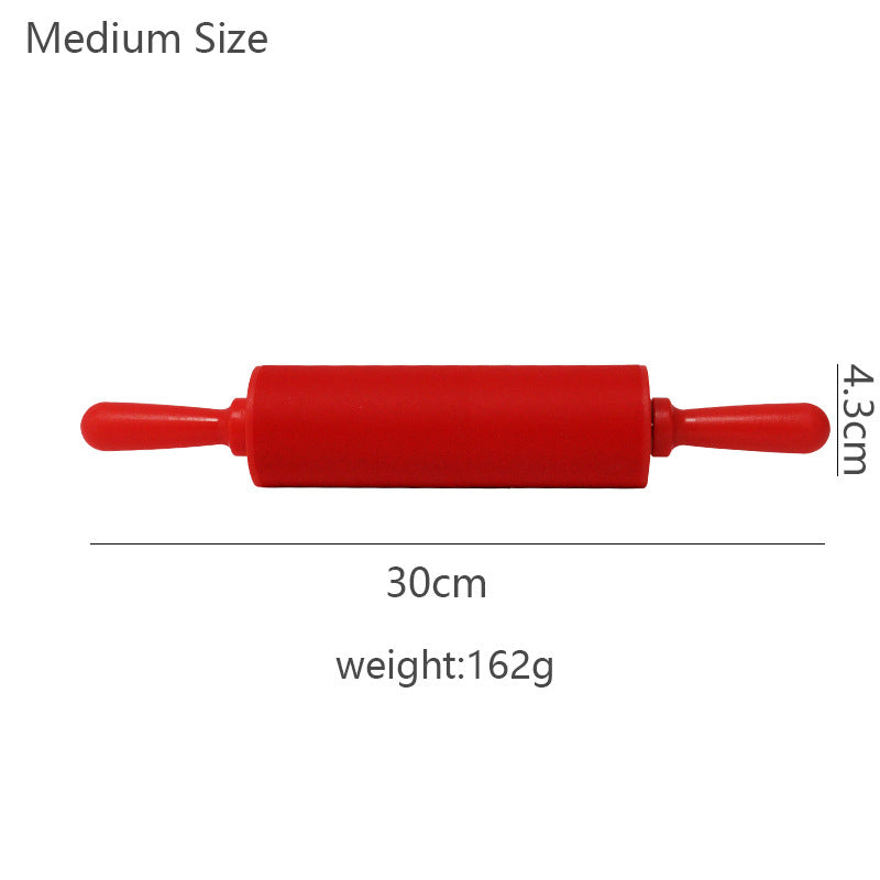 Wooden Handle Silicone Rolling Pin Rolling Pin Roller Flour Pin Small Medium And Large Household Baking Tools And Kitchenware - Korvel
