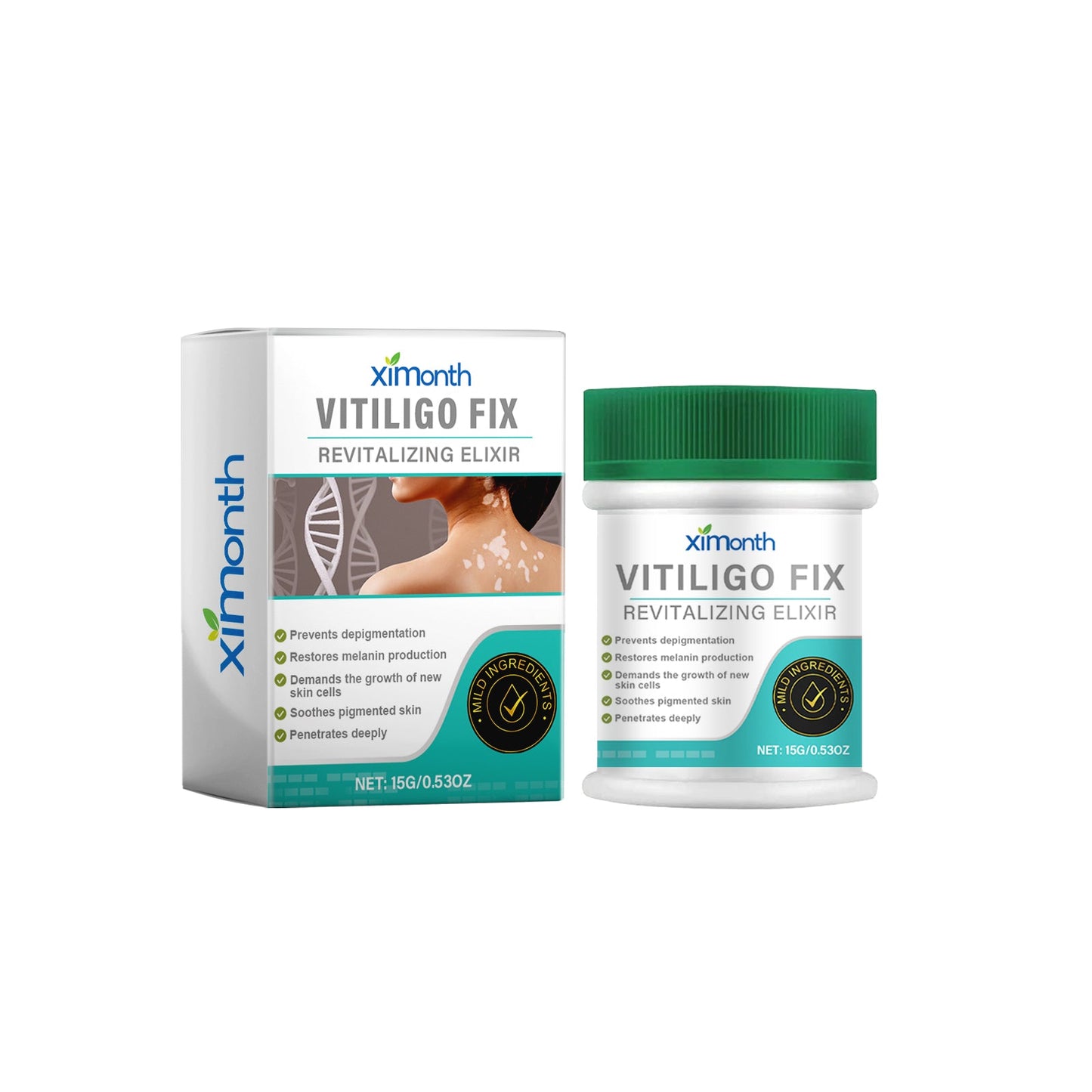 Vitiligo Fix Revitalizing Elixir, Lighten Skin Spots Even Skin Tone Moisturizing Body Care Repair Cream - Korvel
