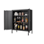 Elegant Black Kitchen Buffet Server Table with Doors