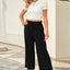 Drawstring Paperbag Waist Wide Leg Pants - Korvel