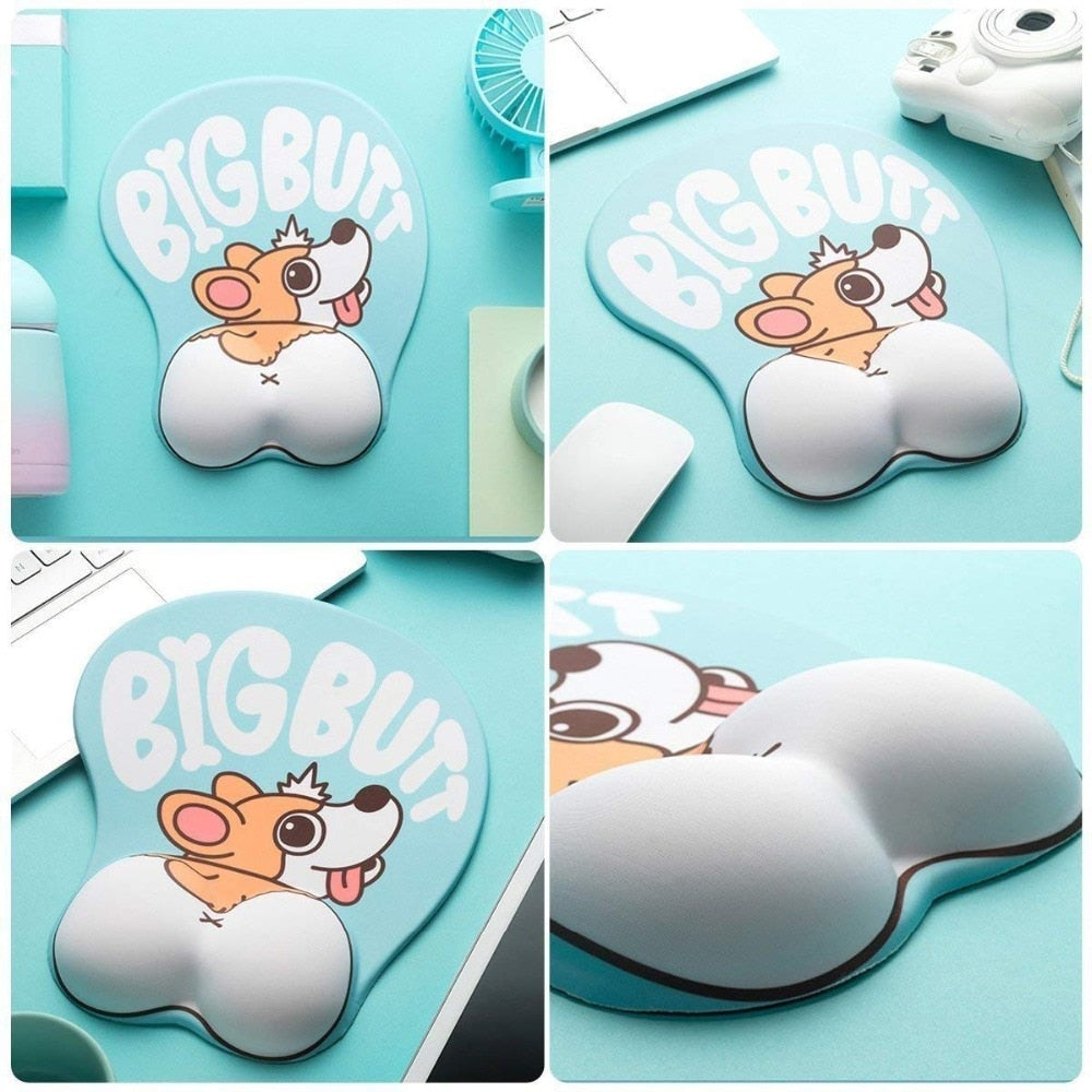 Cute Corgi Dog 3D Mouse Pad Ergonomic Soft Silicon Gel Anime Mousepad With Wrist Support Mouse Mat - Korvel