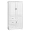 Tall and Wide Storage Cabinet with Doors for Bathroom/Office, Three Drawers, White - Korvel