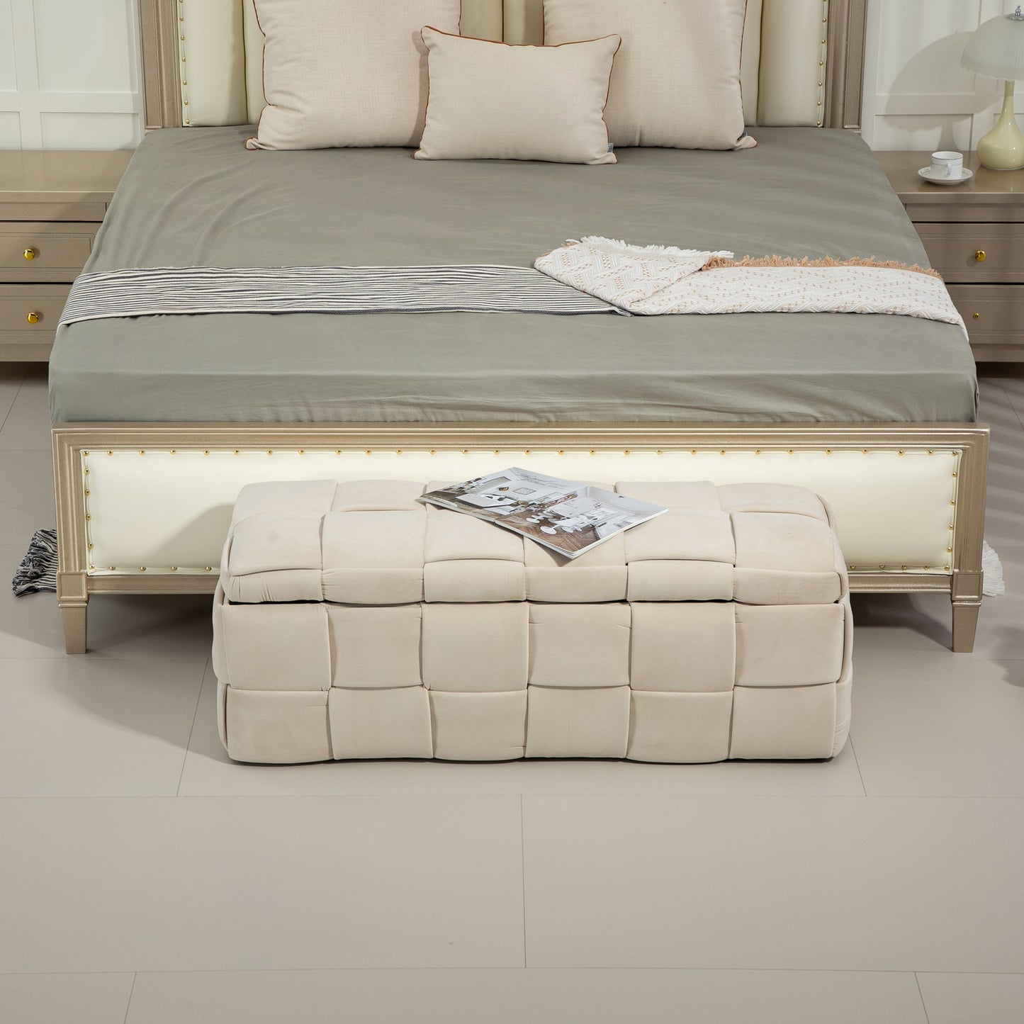 Ottomana de Almacenamiento Tapizada COOLMOR - Beige