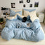 Washed Cotton Solid Color Double Spliced Four-Piece Bedding Set - Sheet, Quilt Cover, Pillowcases for Employee and Dormitory Use - Korvel