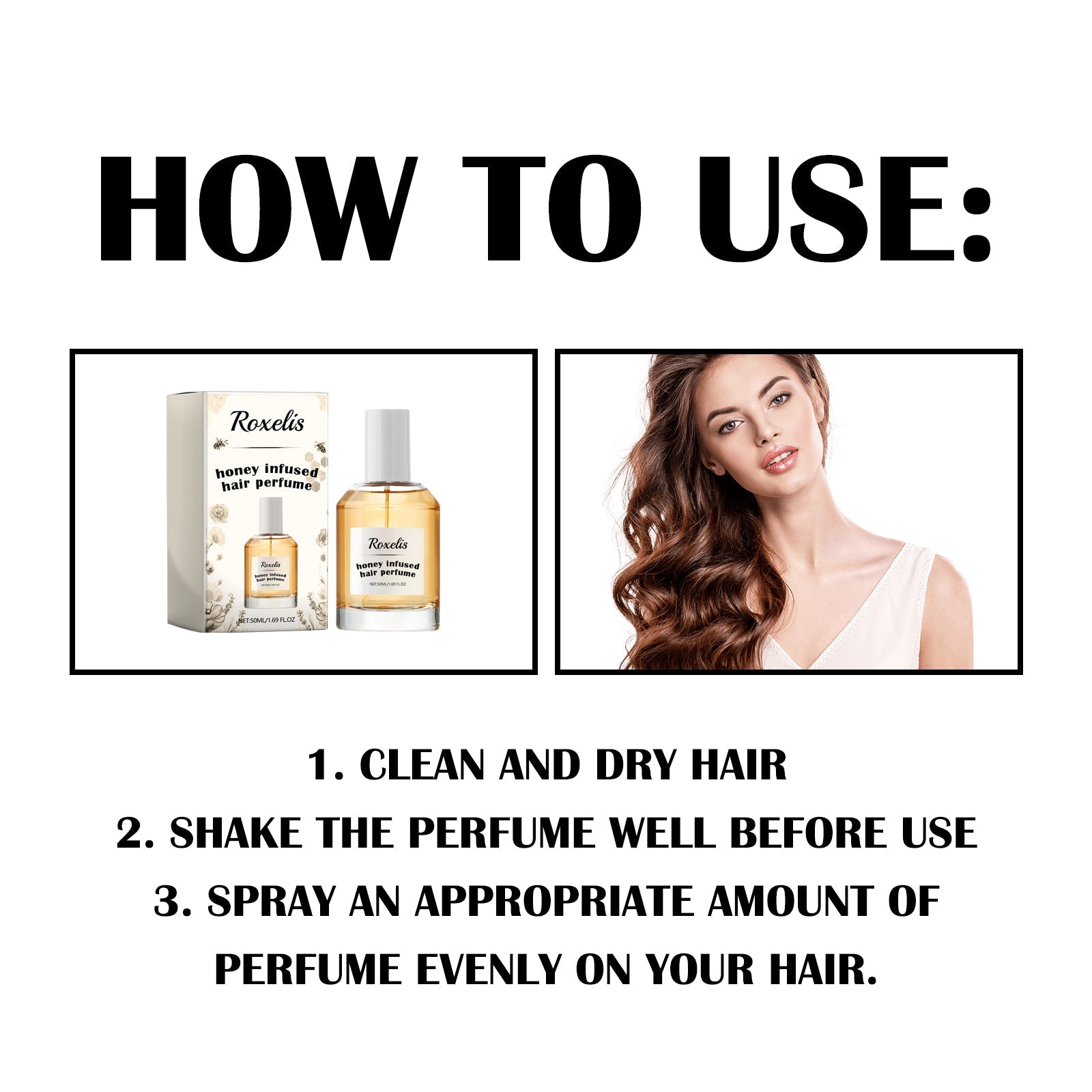 Honey Infused Hair Perfume, Hair Care Fragrance Nourishes And Restores Dry And Rough Hair With A Smooth Moisturizing Perfume - Korvel