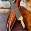 Premium Custom Damascus Steel Bowie Knife with Wenge Wood Handle and Brass Accents - Korvel
