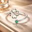 925 Sterling Silver Four-Leaf Clover Ring with Pavé CZ