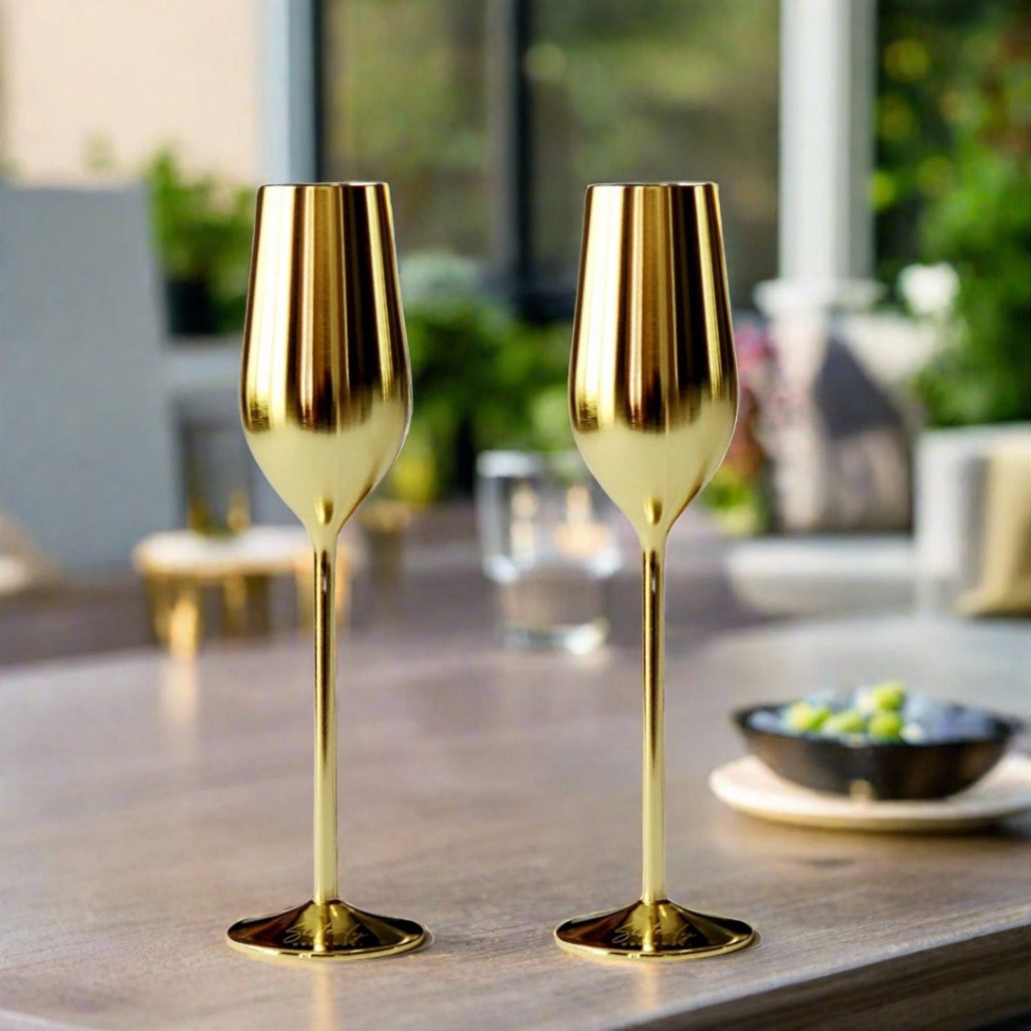 Elegant Gold Stainless Steel Champagne Flutes - Unbreakable & Chic - Korvel