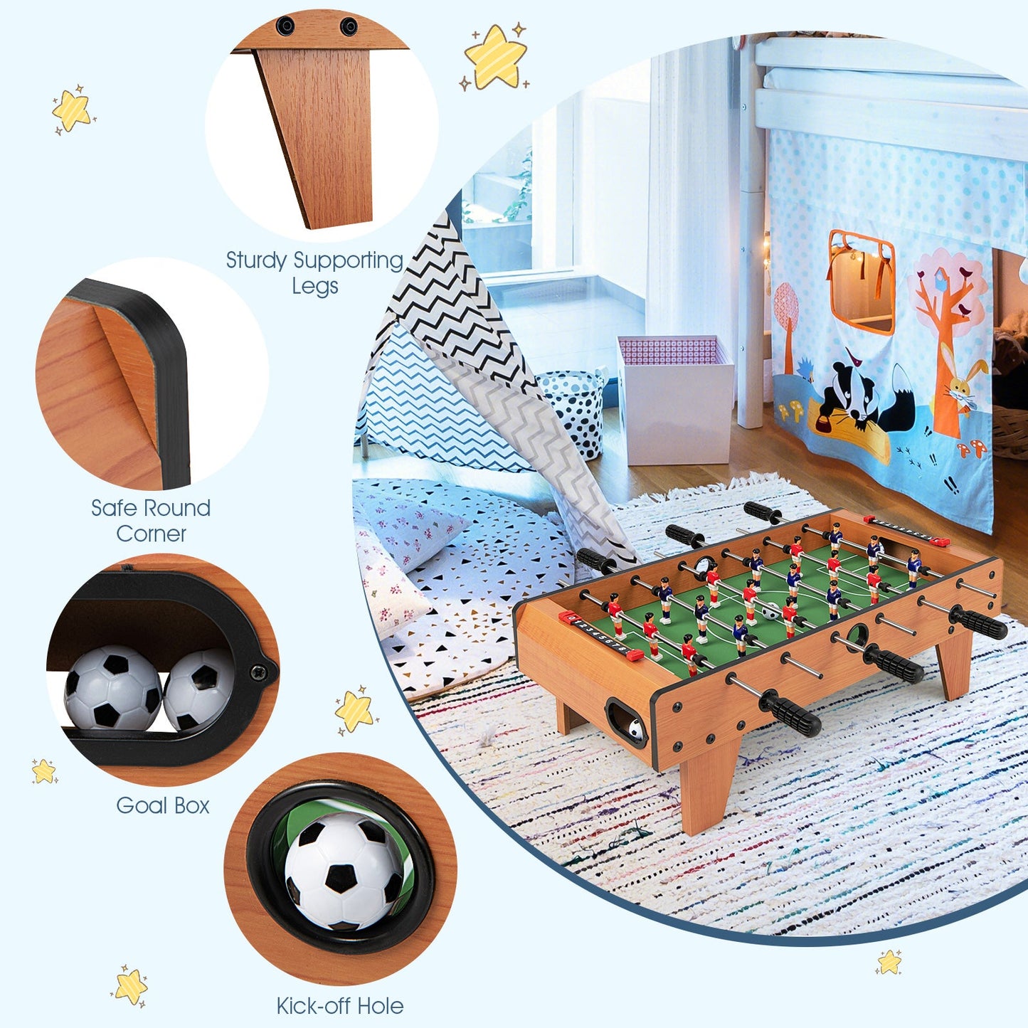Table de baby-foot de compétition intérieure de 27 pouces avec pieds