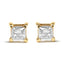 Pendientes de Stud de Diamante Natural Marrón Princesa de Oro Amarillo de 14K