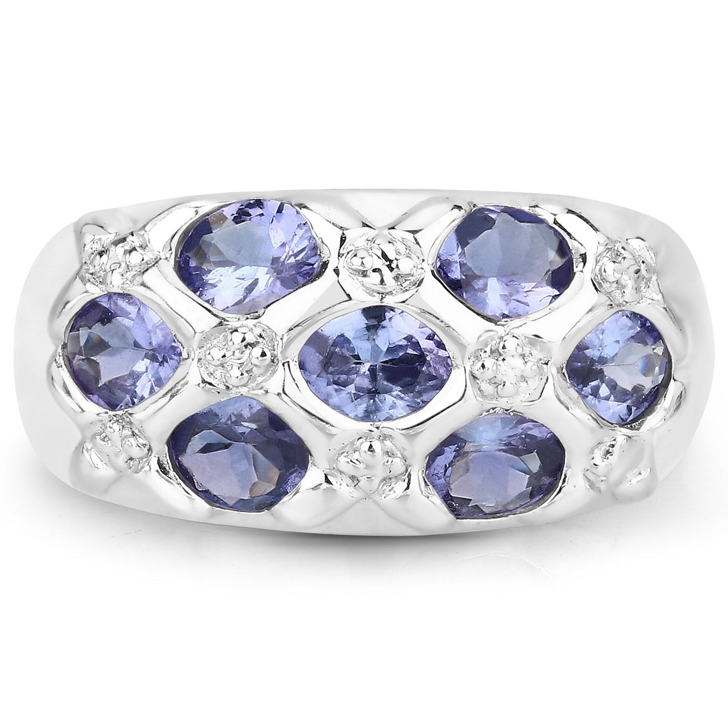 2.31 Carat Genuine Tanzanite Sterling Silver Engagement Ring
