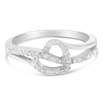 Bague contour en cœur ouvert en diamant en argent sterling .925 - Taille 6