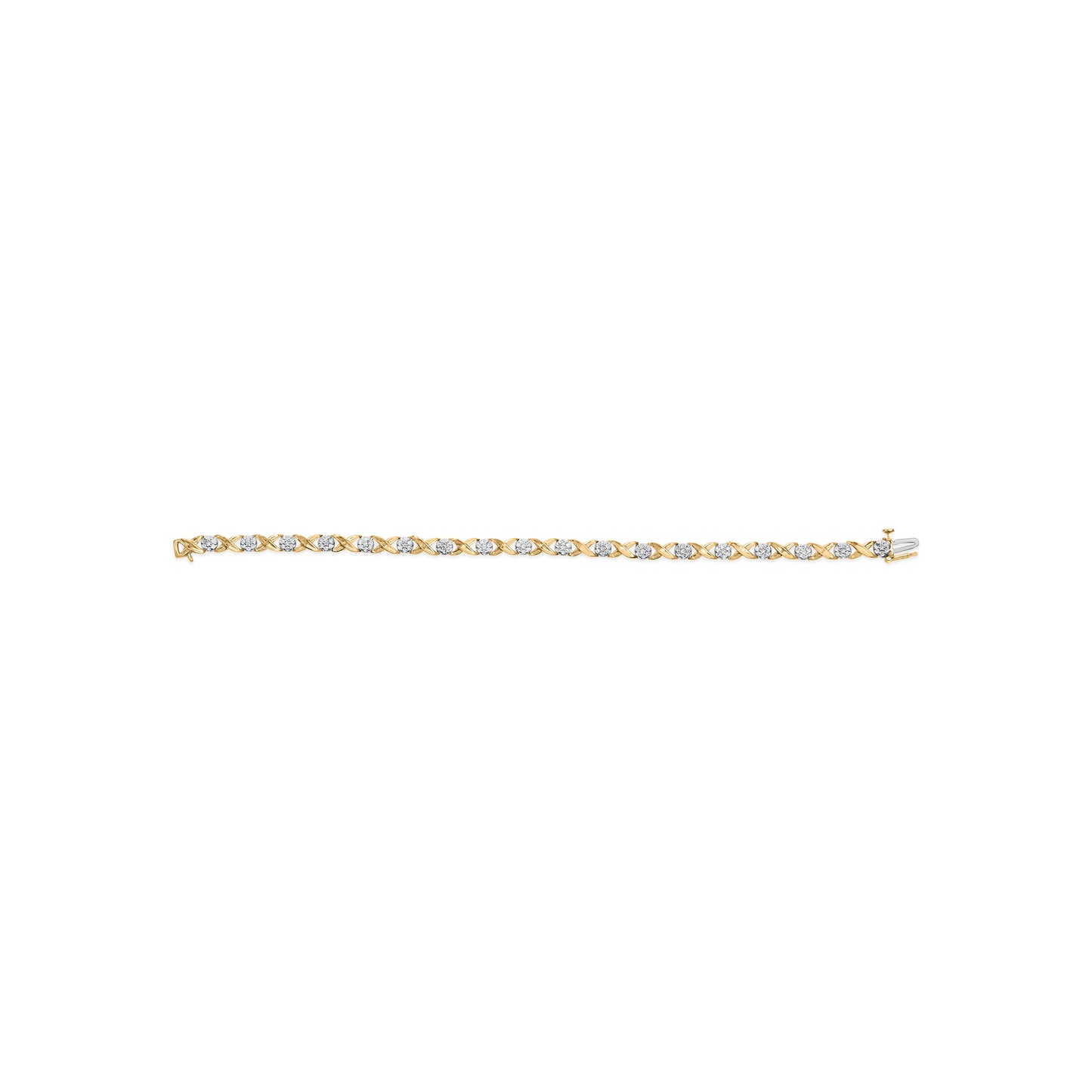 Bracelet en or blanc 10K avec diamants en cluster floral X-Link