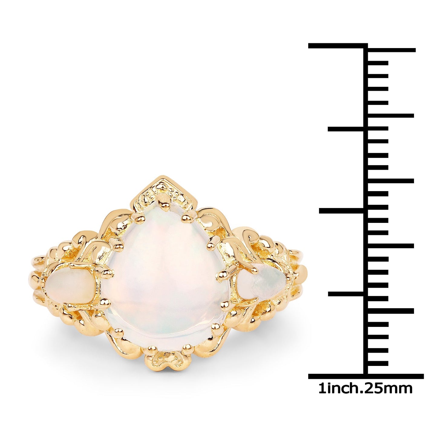 Anillo de Ópalo Etíope Baño de Oro de 14K en Plata Esterlina
