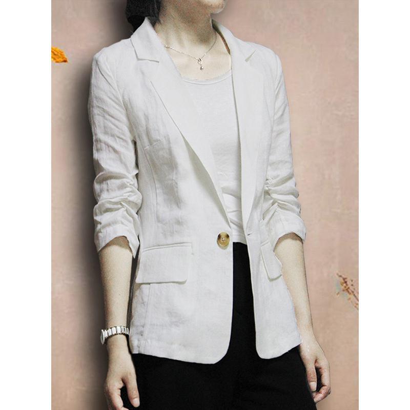 Korean-Style Casual Cotton-Linen Suit Jacket