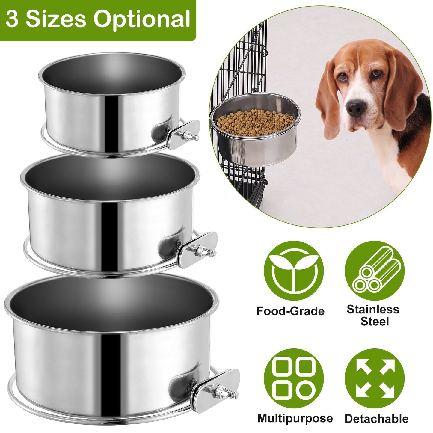 GBruno Stainless Steel Dog Bowl with Clamp Holder