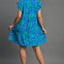 Robe Mini Imprimée Florale Bicolore Élégante Bleue