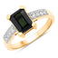 Anillo de 1.91 quilates de turmalina verde y diamante en oro amarillo de 14 quilates