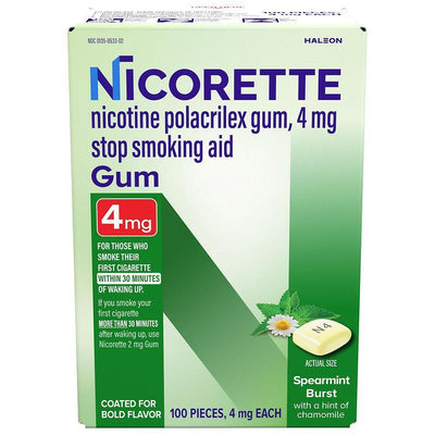 Nicorette Nicotine Stop Smoking Aid Gum 4 Mg, Spearmint