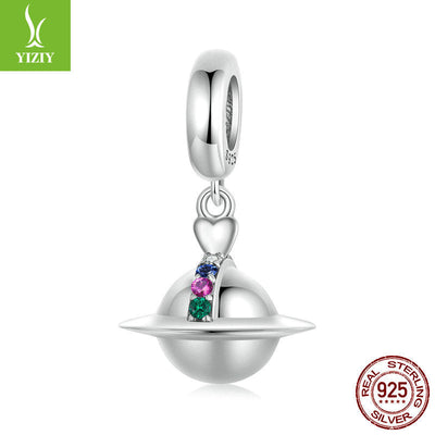 Silver Planet Pendant - Personalized S925 Charm for Bracelets