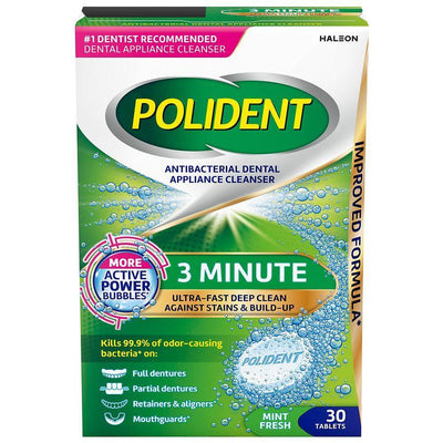 Polident Antibacterial Dental Appliance Cleanser Tablets - Mint Fresh