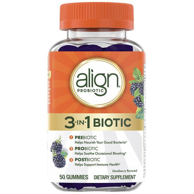 Gomitas Probióticas Diarias Align - Sabor Mora, 50 Masticables