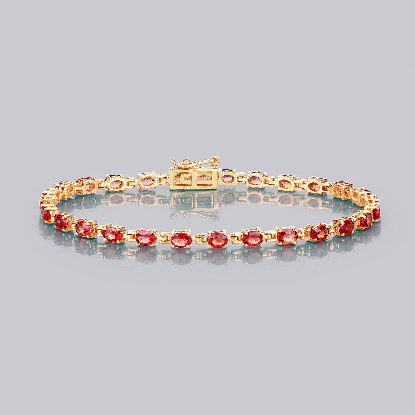 Bracelet en saphir orange véritable de 7,00 carats en or jaune 14K