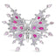 Broche Papillon en Or Blanc 18K avec Diamants et Gemmes