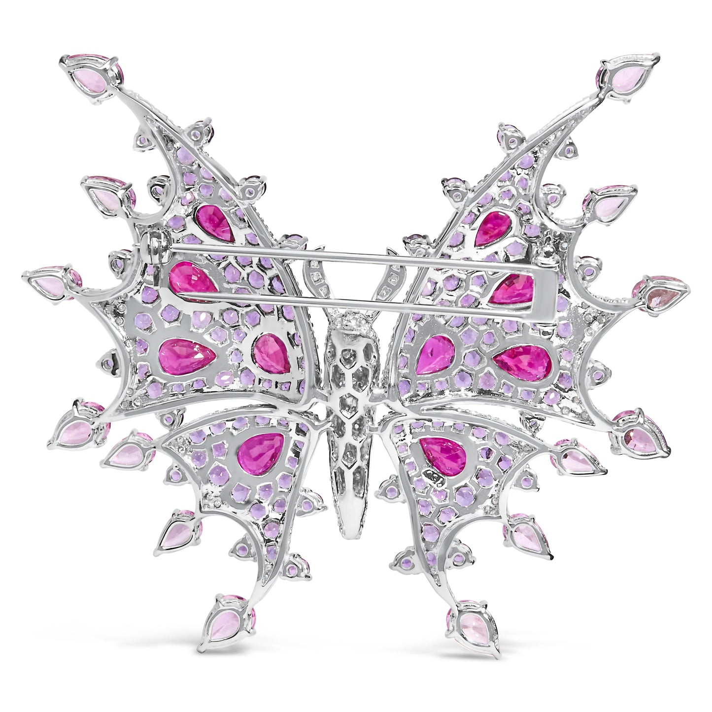 Broche Papillon en Or Blanc 18K avec Diamants et Gemmes