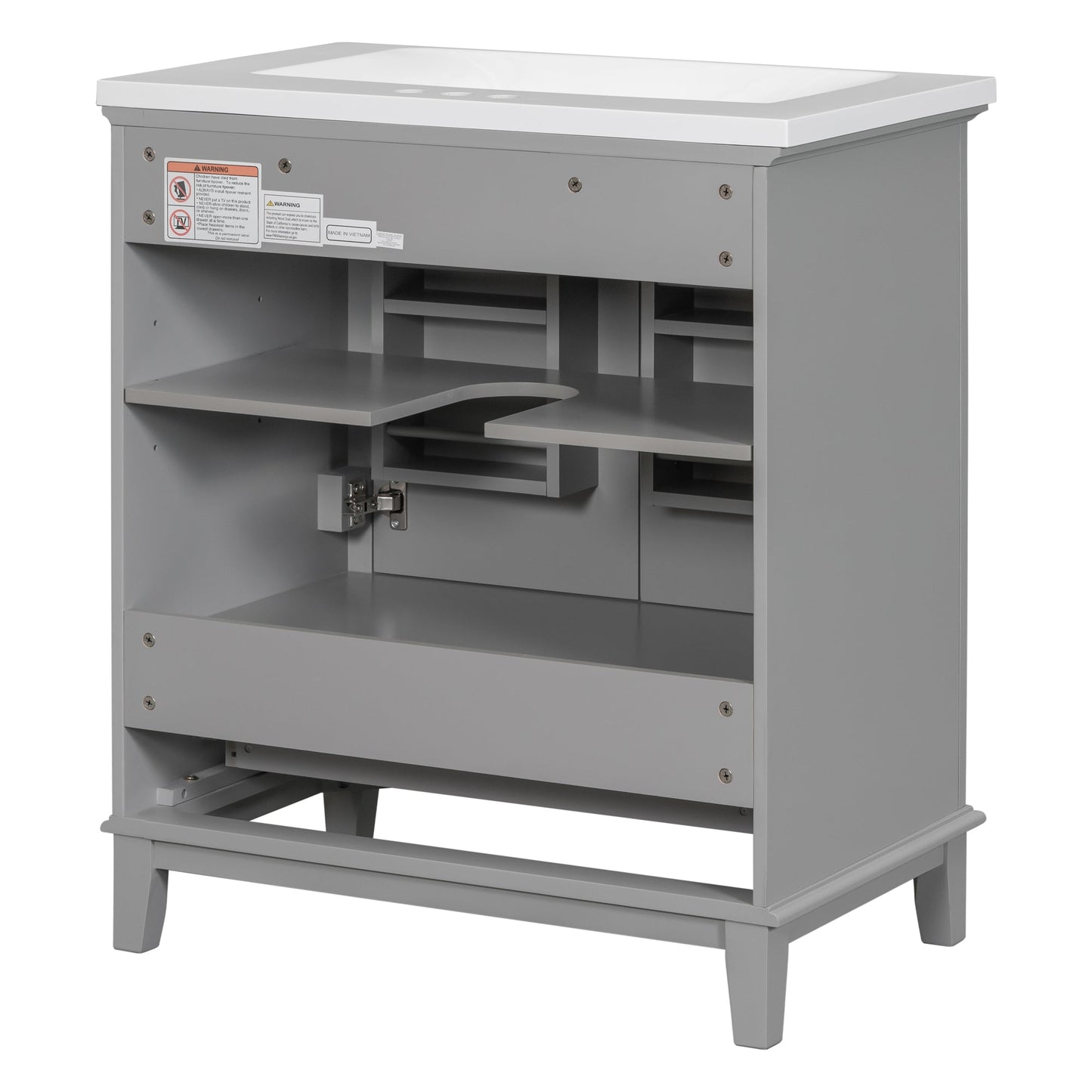 30inchgrey Bathroom Vanity with Sink ComboMulti-functional Bathroom Cabinet with Doors and Drawer Solid Frame and MDF Board - Korvel