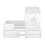 Full Size House Low Loft Bed with Four Drawers,White - Korvel