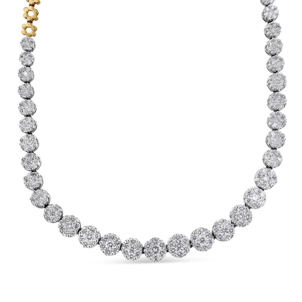 Collier Riviera en diamant pavé certifié IGI en or jaune 14K