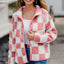 Chaqueta de Teddy de Manga Larga con Botones y Diseño a Cuadros Elegante