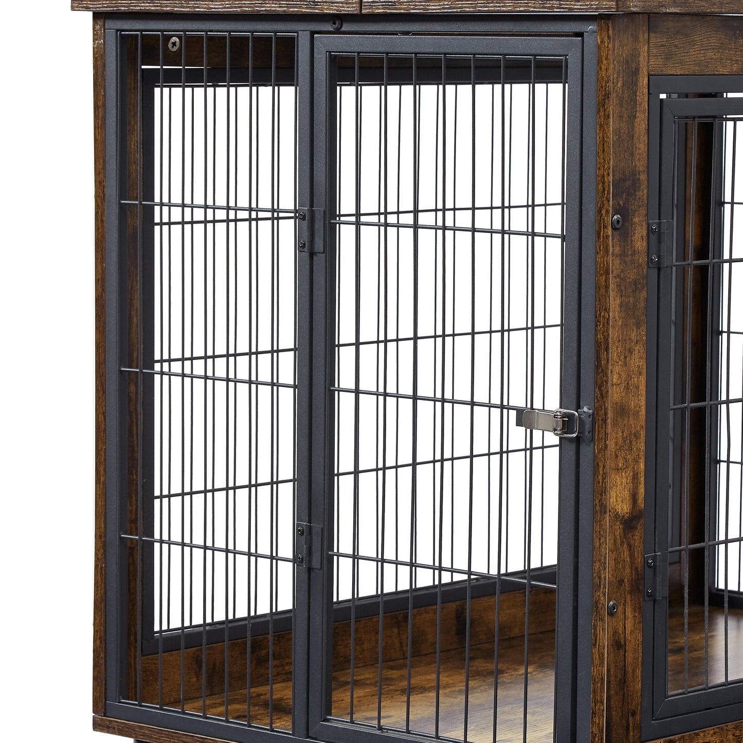Jaula para Perros de Madera Marrón Rústica con Puertas Dobles