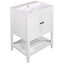 24" White Modern Sleek Bathroom Vanity Elegant Ceramic Sink with Solid Wood Frame Open Style Shelf - Korvel
