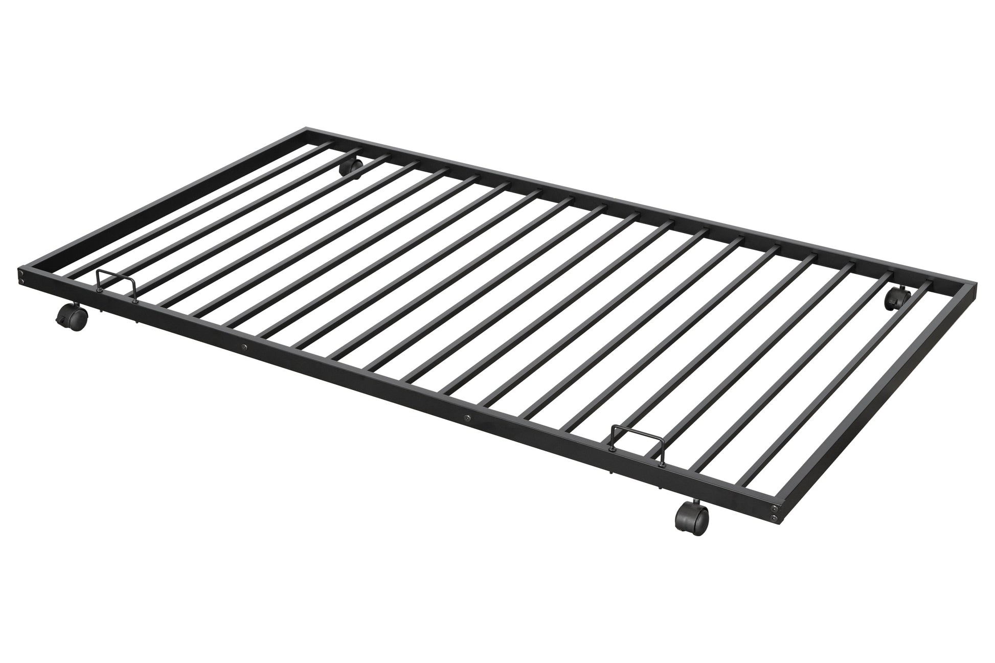 Metal double bed with casters/sturdy frame/no noise/comfortable guardrail/2 side ladders/no need for spring box - Korvel