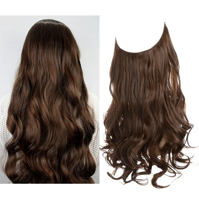 One-piece women's hair extension piece with abundant hair volume U-shaped fishing line invisible and natural long curly hair - Korvel