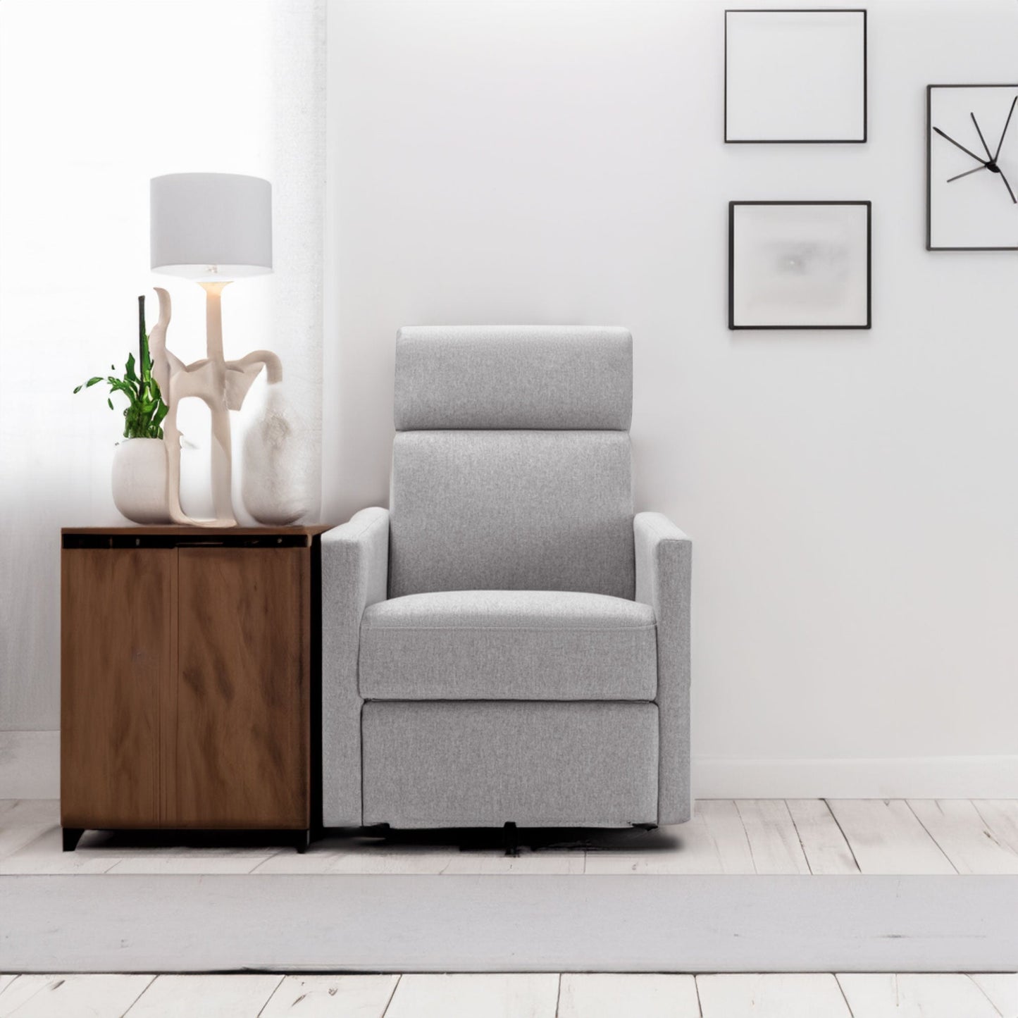 Chaise à bascule rembourrée moderne pour nursery - Gris