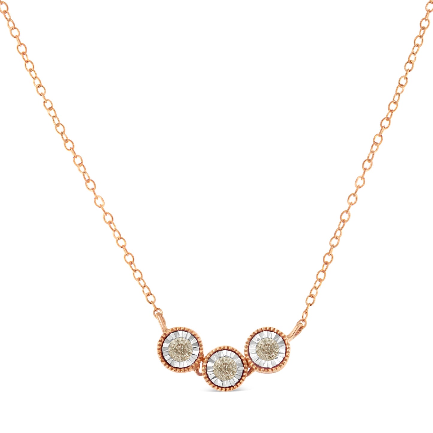 Collier en diamant champagne plaqué or rose et blanc 10K élégant