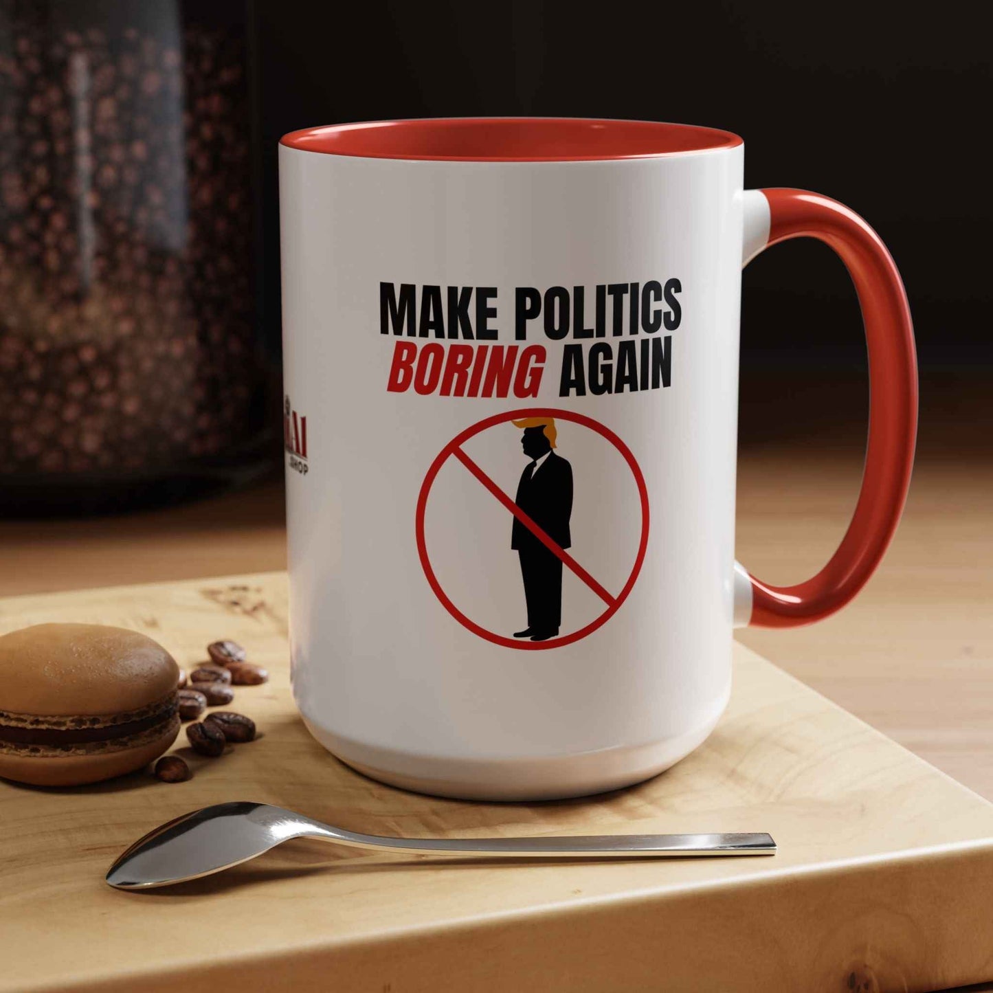 Make Politics Boring Again Parody Mug – Two-Tone Ceramic Coffee Cup