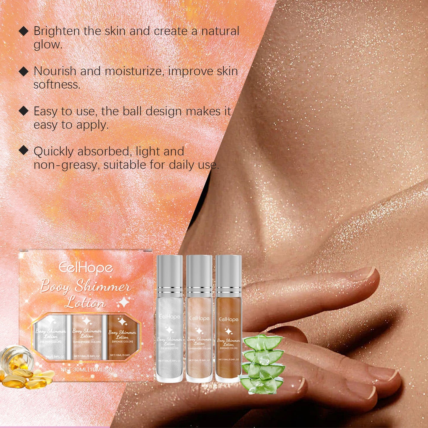Face Highlight Oil Stick Set Party Ball Show Makeup Ball Liquid Fluorescent Highlight Oil - Korvel